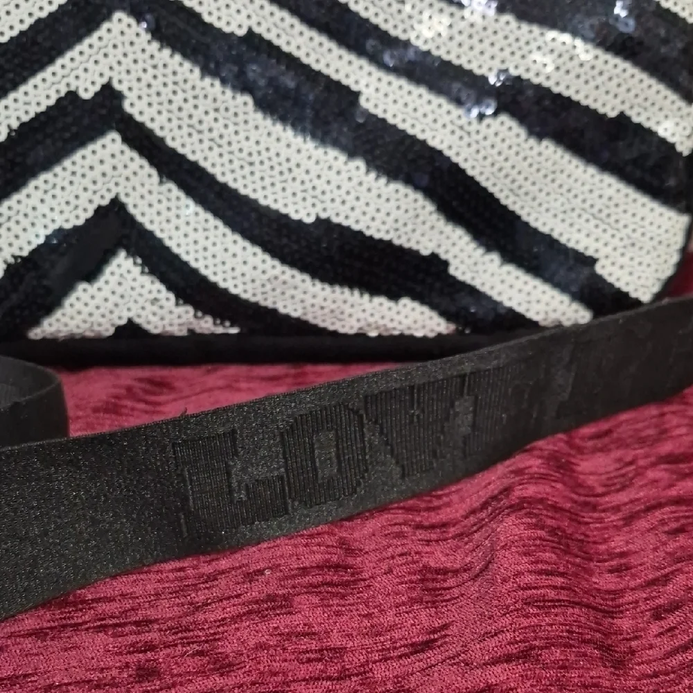 PINK Victoria's Secret Black and White Sequin Zebra Lap Top Crossbody Bag 2167
